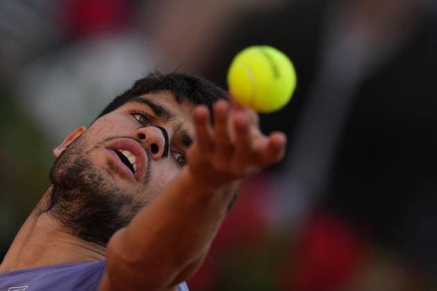 Carlos Alcaraz (ESP) during the men™s final against Jannik Sinner (ITA) of the ATP, Tennis Herren Master 1000 Internazionali BNL d™Italia tournament at Foro Italico on May 18, 2025 (Alfredo Falcone LaPresse)  Copyright: xAlfredoxFalcone LaPressex
