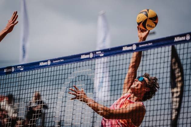 Beach volleyball men Allianz German Beach Tour 2025 Tourstop Düsseldorf 18 05 2025 Hennes Nissen at Angriff Düsseldorf Robert Lehr Ufer Nordrhein Westfalen Germany