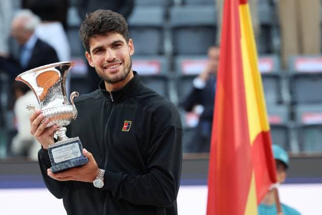 Carlos Alcaraz (ESP) during the men™s final against Jannik Sinner (ITA) of the ATP, Tennis Herren Master 1000 Internazionali BNL d™Italia tournament at Foro Italico on May 18, 2025 (Alfredo Falcone LaPresse)  Copyright: xAlfredoxFalcone LaPressex