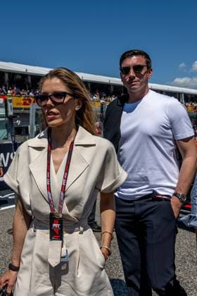 IMOLA, ITALY: Victoria Swarovski, Austrian singer, at the 2025 Formula 1 Emilia Romagna Grand Prix at the Imola Circuit in Imola, Italy.