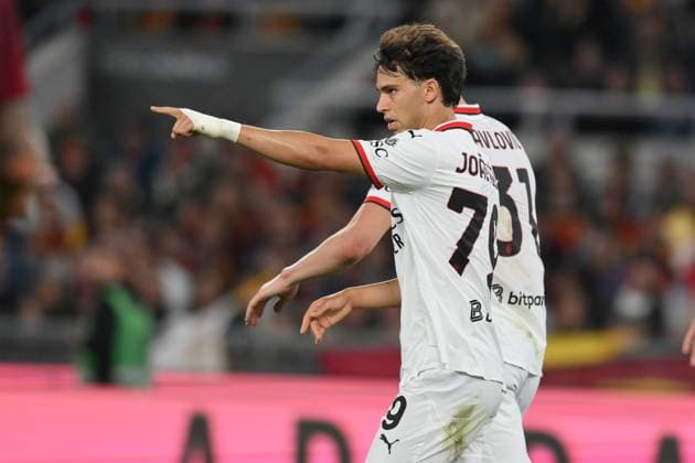 18th May 2025, Stadio Olimpico, Rome, Italy; Serie A Football; Roma versus AC Milan; Joao Felix of AC Milan celebrates after scoring his goal in the 39th minute for 1-1  ActionPlus12790685 AllShotLive