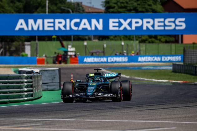 IMOLA, ITALY: Lance Stroll, racing for the Aston Martin F1 team during the 2025 Formula 1 Emilia Romagna Grand Prix at the Imola Circuit in Imola, Italy