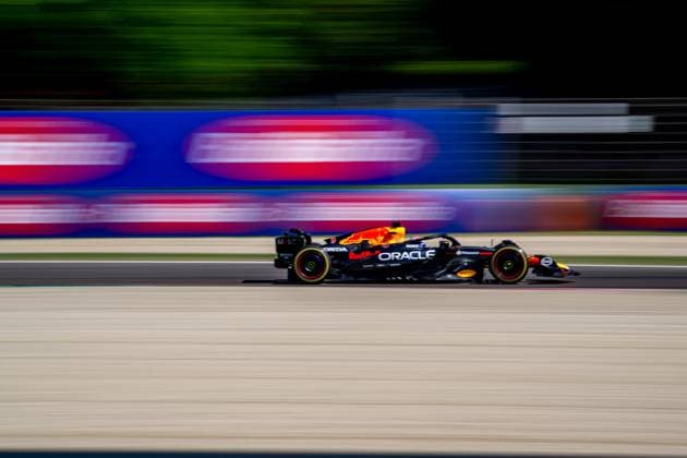 IMOLA, ITALY: Max Verstappen, racing for the Red Bull Racing team during the 2025 Formula 1 Emilia Romagna Grand Prix at the Imola Circuit in Imola, Italy