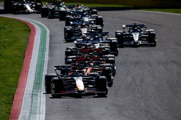 IMOLA, ITALY: Max Verstappen, racing for the Red Bull Racing team during the 2025 Formula 1 Emilia Romagna Grand Prix at the Imola Circuit in Imola, Italy