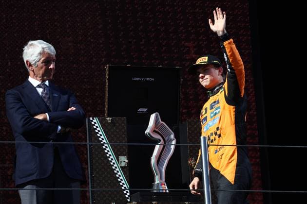 F1 Emilia-Romagna Grand Prix 2025 Oscar Piastri of McLaren on the podium after the Formula 1 Emilia-Romagna Grand Prix at Autodromo Enzo e Dino Ferrari in Imola, Italy on May 18, 2025. Imola Italy  Copyright: xJakubxPorzyckix originalFilename:porzycki-f1emilia250518_np0Fz.jpg