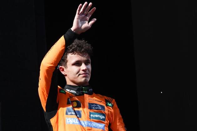 F1 Emilia-Romagna Grand Prix 2025 Lando Norris of McLaren on the podium after the Formula 1 Emilia-Romagna Grand Prix at Autodromo Enzo e Dino Ferrari in Imola, Italy on May 18, 2025. Imola Italy  Copyright: xJakubxPorzyckix originalFilename:porzycki-f1emilia250518_npesa.jpg