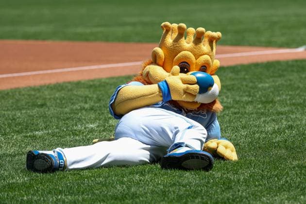 May 18, 2025: Kansas City Royals mascot Sluggerrr poses for a photo before a game against the St. Louis Cardinals at Kauffman Stadium in Kansas City, MO. CSM Kansas City United States of America - ZUMAc04_ 20250518_zma_c04_035 Copyright: xDavidxSmithx