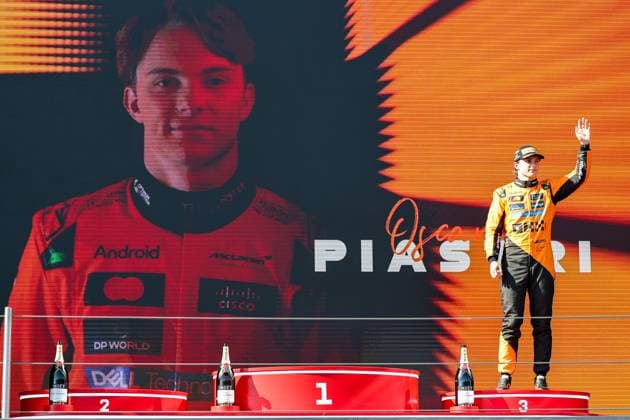 (250519) -- IMOLA, May 19, 2025 -- McLaren s driver Oscar Piastri of Australia celebrates during the awarding ceremony after the Formula One Emilia Romagna Grand Prix at the Autodromo Internazionale Enzo e Dino Ferrari race track in Imola, Italy, May 18, 2025. (Photo by Xinhua) (SP)ITALY-IMOLA-AUTO-F1 GRAND PRIX QianxJun 