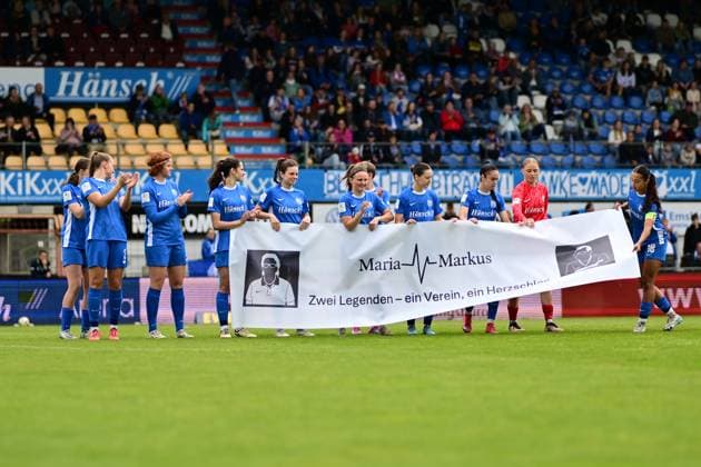 Soccer I Women I Season 2024 2025 I 2 Bundesliga I 26 Matchday I SV Meppen Hamburger SV I 18 05 2025 Symbol, Symbolic picture, Symbolic image, Icon, Representation, Signum SV Meppen 1912 e V Women Maria Markus Two legends one club, one heartbeat, Banner Meppen Hänsch Arena Lower Saxony Germany Copyright: xLobeca FelixxSchlikisx