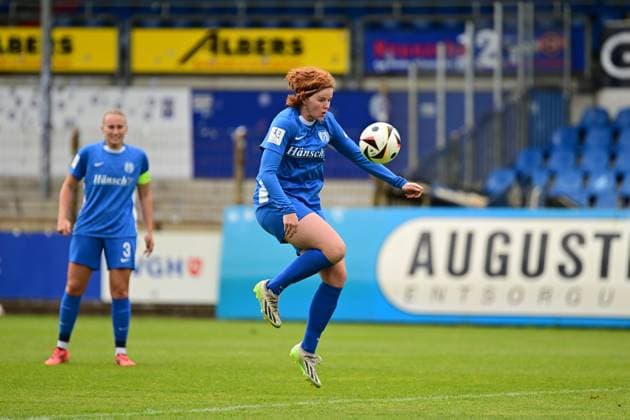 Soccer I Women I Season 2024 2025 I 2 Bundesliga I 26 Matchday I SV Meppen Hamburger SV I 18 05 2025 Close-up, single photo, cropped, portrait, portrait, single image, single photo, body Lena Maria Göppel 5, SV Meppen 1912 e V Meppen Hänsch Arena Lower Saxony Germany Copyright: xLobeca FelixxSchlikisx