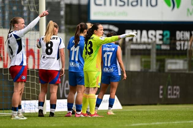 Soccer I Women I Season 2024 2025 I 2 Bundesliga I 26 Matchday I SV Meppen Hamburger SV I 18 05 2025 Jolina Anna Zamorano 33, Hamburger SV mitte in Gelb Meppen Hänsch Arena Niedersachsen Germany Copyright: xLobeca FelixxSchlikisx