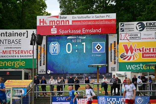 Soccer I Women I Season 2024 2025 I 2 Bundesliga I 26 Matchday I SV Meppen Hamburger SV I 18 05 2025 Final score 0 1 SV Meppen 1912 e V Hamburger SV Women Meppen Hänsch Arena Lower Saxony Germany Copyright: xLobeca FelixxSchlikisx