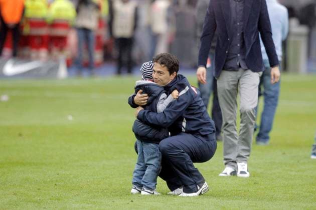 Trainer Ante Covic and Child at Game Hertha BSC against TSG Hoffenheim at Berlin Olympic Stadium, 1 Bundesliga, Home game, Last Game the Season, Berlin Germany, Germany Berlin Deutschland, Germany