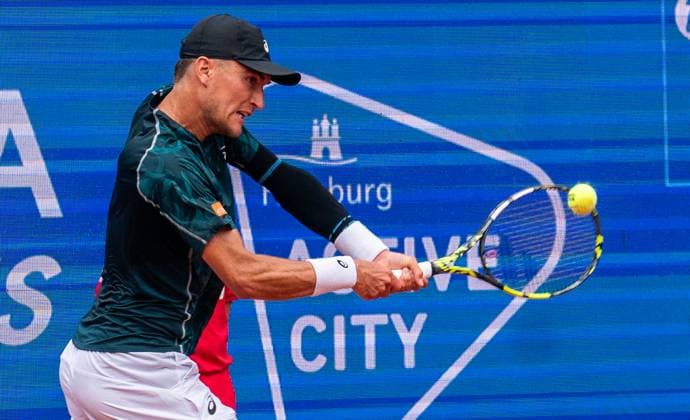 19 05 2025, ATP 500, Tennis, Men, Hamburg Open, Hamburg, Raphael Collignon Belgium Brandon Nakashima USA Raphael Collignon Belgium Hamburg Tennis Stadium Am Rothenbaum Hamburg Germany