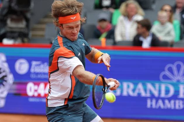 GER, Hamburg, xFSx, ATP500 Mens Tennis Tournament Bitpanda Hamburg Open 2025, Sixteenth Final 19 05 2025 Andrey Rublev RUS plays a forehand Copyright: HMBxMedia FernandoxSoares
