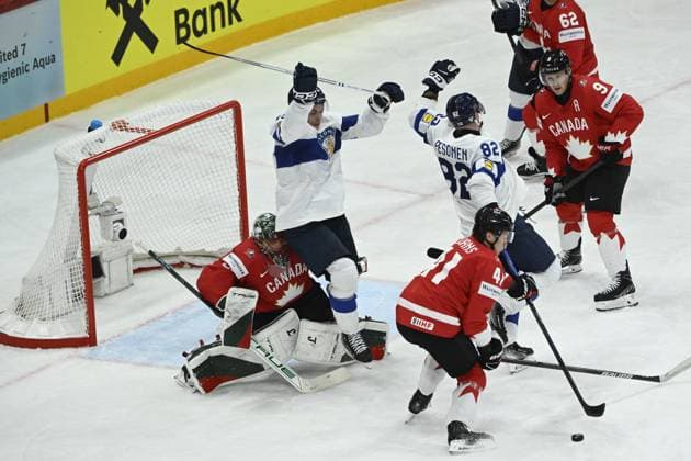 STOCKHOLM, SWEDEN 20250519 Canada s goalkeeper Marc Andre Fleury saves a puck during the IIHF Ice Hockey World Championship group A match between Canada and Finland at Avicii Arena in Stockholm, Sweden, on May 19, 2025 STOCKHOLM SWEDEN x10080x  Copyright: xFredrikxSandberg TTx ICE HOCKEY WC CANADA-FINLAND