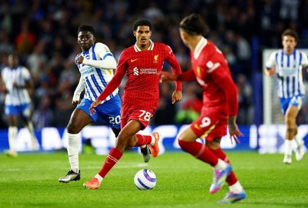 Jarell Quansah of Liverpool. Brighton & Hove Albion v Liverpool, Premier League, Football, American Express Community Stadium, Brighton, UK - 19 May 2025 EDITORIAL USE ONLY No use with unauthorised audio, video, data, fixture lists, club league logos or live services. Online in-match use limited to 120 images, no video emulation. No use in betting, games or single club league player publications. Copyright: xJamesxMarsh Shutterstockx 15309792cn