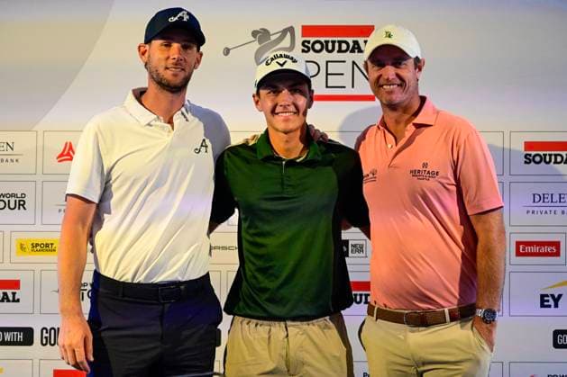 press conference, PK, Pressekonferenz Soudal Open Golf SCHILDE, BELGIUM - MAY 20 : Thomas Pieters, Matthis Besard and Nicolas Colsaerts pictured during a press conference prior to the fourth edition of the Soudal Open Golf (DP World Tour event) on May 20, 2025 in Schilde, Belgium, 20 05 2025 Schilde Belgium  Copyright: xPeterxDexVoechtx