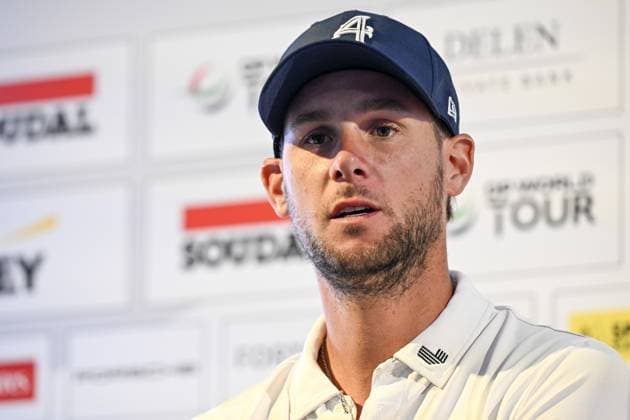 Belgian Thomas Pieters pictured during a press conference, PK, Pressekonferenz regarding the Soudal Open golf tournament of the DP World Tour in Schilde, Tuesday 20 May 2025. The 2025 Soudal Open take place from 22 to 25 May at the Rinkven Golf Club in Schilde. DIRKxWAEM  x124416993x