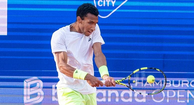 20 05 2025, ATP 500, Tennis, Men, Hamburg Open, Hamburg, 1 round, Daniel Altmaier Germany Felix Auger Aliassime Canada Felix Auger Aliassime Canada Hamburg Tennis Stadium Am Rothenbaum Hamburg Germany