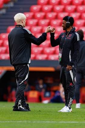 Alejandro Garnacho and Amad Diallo seen during Manchester United, ManU FC walk around before UEFA Europa League Final (Maciej Rogowski) Bilbao San Mames Spain Copyright: xMaciejxRogowskix manuwalkaround-03