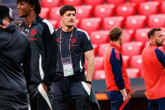 Harry Maguire seen during Manchester United, ManU FC walk around before UEFA Europa League Final (Maciej Rogowski) Bilbao San Mames Spain Copyright: xMaciejxRogowskix manuwalkaround-13