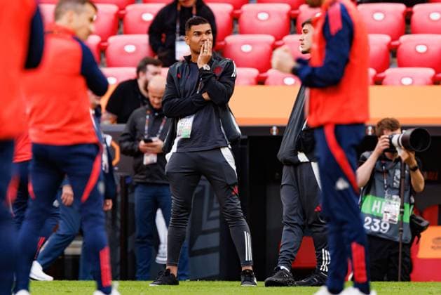 Casemiro seen during Manchester United, ManU FC walk around before UEFA Europa League Final (Maciej Rogowski) Bilbao San Mames Spain Copyright: xMaciejxRogowskix manuwalkaround-28