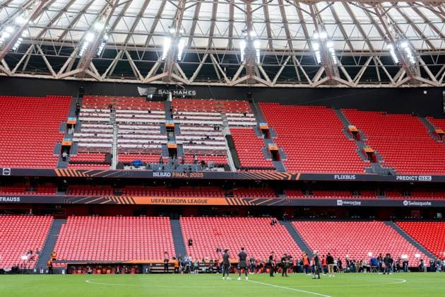 Manchester United, ManU Training Session And press conference, PK, Pressekonferenz - UEFA Europa League Final 2025 General View of Stadium San Mames during Manchester United training session ahead of the UEFA Europa League Final 2025 between Tottenham Hotspur and Manchester United at San Mames Stadium on May 20, 2025 in Bilbao, Spain. Bilbao San Mames Stadium Spain Copyright: xGiuseppexMaffiax UEL_Final_ManchesterUtd_MD-1_200525_BRU9038