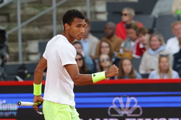 GER, Hamburg, xFSx , ATP 500 , Mens Tennis Tournament Bitpanda Hamburg Open 2025, Sixteenth Final 20 05 2025 Felix Auger Aliassime CAN Winner fist, jubilation Copyright: HMBxMedia FernandoxSoares