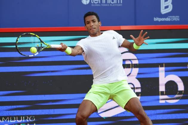 GER, Hamburg, xFSx , ATP 500 , Mens Tennis Tournament Bitpanda Hamburg Open 2025, Sixteenth Final 20 05 2025 Felix Auger Aliassime CAN plays a forehand Copyright: HMBxMedia FernandoxSoares