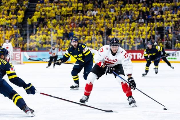 Ice hockey, Eishockey - IIHF WC 2025 STOCKHOLM,SWEDEN,20.MAY.25 - ICE HOCKEY - IIHF Ice Hockey World Championship, WM, Weltmeisterschaft 2025, group stage, Sweden vs Canada. Image shows Will Cuylle (CAN).  GEPAxpictures xMaticxKlansek