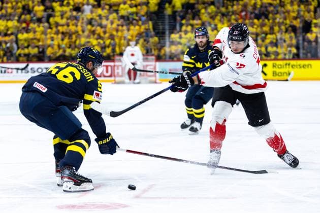 Ice hockey, Eishockey - IIHF WC 2025 STOCKHOLM,SWEDEN,20.MAY.25 - ICE HOCKEY - IIHF Ice Hockey World Championship, WM, Weltmeisterschaft 2025, group stage, Sweden vs Canada. Image shows Will Cuylle (CAN).  GEPAxpictures xMaticxKlansek