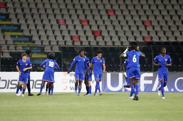 UEFA European Under-17 Championship 2024 25 Group A, in Tirana on, Albania on May 19, 2025. FranceÕs players celebrate scoring during the UEFA European Under-17 Championship 2024 25 Group A football match Germany vs France at the Elbasan Arena stadium in Elbasan, Albania, on May 19, 2025. TIRANE ALBANIA Copyright: xSTRINGERx