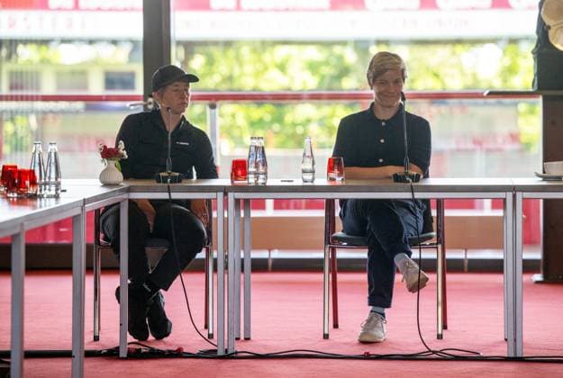Football, 2024 2025 season, press conference for women and men at 1 FC Union Berlin, from left Copyright: xMatthiasxKochx