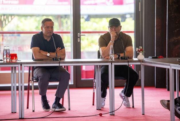 Football, 2024 2025 season, press conference for the men and women at 1 FC Union Berlin, from left Copyright: xMatthiasxKochx