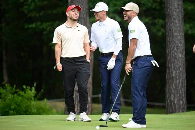 ProAm Soudal Open Golf SCHILDE, BELGIUM - MAY 21 : Eden, Thorgan and Killian Hazard pictured during the Soudal Open ProAm Golf (DP World Tour event) on May 21, 2025 in Schilde, Belgium, 21 05 2025 Schilde Belgium  Copyright: xPeterxDexVoechtx