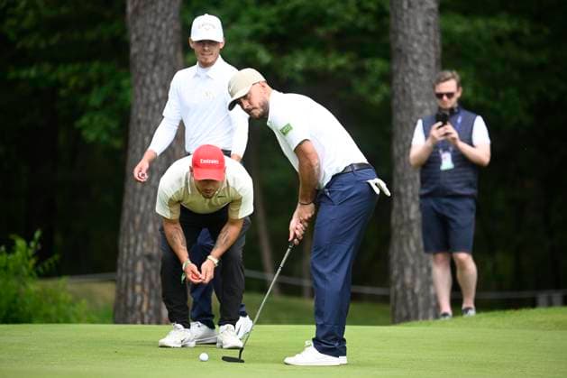 ProAm Soudal Open Golf SCHILDE, BELGIUM - MAY 21 : Eden, Killian and Thorgan Hazard pictured during the Soudal Open ProAm Golf (DP World Tour event) on May 21, 2025 in Schilde, Belgium, 21 05 2025 Schilde Belgium  Copyright: xPeterxDexVoechtx