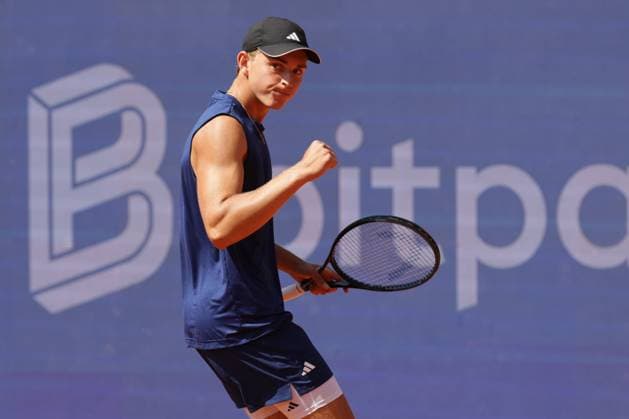 GER, Hamburg, xFSx , ATP 500 , Mens Tennis Tournament Bitpanda Hamburg Open 2025, Round of 16 21 05 2025 Justin Engel GER Winner fist, cheer Copyright: HMBxMedia FernandoxSoares
