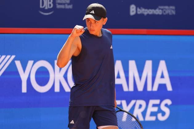 GER, Hamburg, xFSx , ATP 500 , Mens Tennis Tournament Bitpanda Hamburg Open 2025, Round of 16 21 05 2025 Justin Engel GER Winner fist, cheer Copyright: HMBxMedia FernandoxSoares