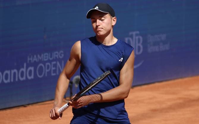 Bitpanda Hamburg Open, ATP Tournament 500, Round of 16 Justin Engel Germany looks disappointed after losing a rally