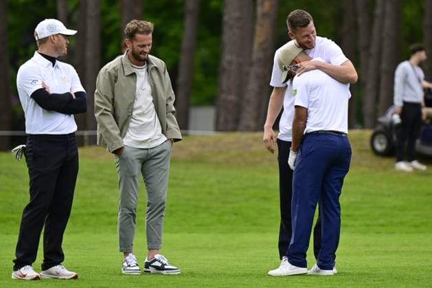 Antoine Hazard, Mats Rits, Jan Vertonghen and Eden Hazard pictured during the 2025 Soudal Open DP World Tour golf tournament, in Schilde, Wednesday 21 May 2025. From May 22 to 25, Rinkven Golf Club in Schilde will host the fourth edition of the Soudal Open, the Belgian leg of the DP World Tour. DIRKxWAEM  x124631365x
