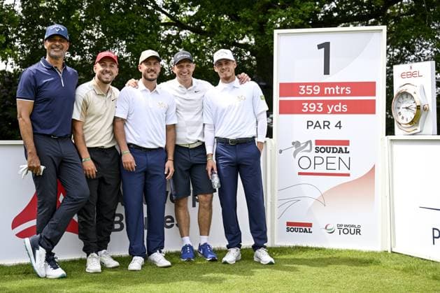 Sport Bilder des Tages Ruud Gullit, Kylian Hazard, Eden Hazard, Wesley Sonck and Thorgan Hazard pictured during the 2025 Soudal Open DP World Tour golf tournament, in Schilde, Wednesday 21 May 2025. From May 22 to 25, Rinkven Golf Club in Schilde will host the fourth edition of the Soudal Open, the Belgian leg of the DP World Tour. DIRKxWAEM  x124631493x