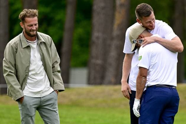 Mats Rits, Eden Hazard and Jan Vertonghen pictured during the 2025 Soudal Open DP World Tour golf tournament, in Schilde, Wednesday 21 May 2025. From May 22 to 25, Rinkven Golf Club in Schilde will host the fourth edition of the Soudal Open, the Belgian leg of the DP World Tour. DIRKxWAEM  x124646385x