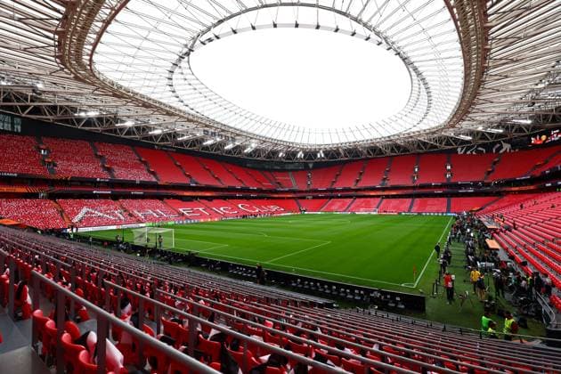 A general view inside Estadio de San Mames Tottenham Hotspur v Manchester United, ManU Europa League Final, Football, San Mames Stadium, Bilbao, Spain - 21 May 2025 EDITORIAL USE ONLY No use with unauthorised audio, video, data, fixture lists, club league logos or live services. Online in-match use limited to 120 images, no video emulation. No use in betting, games or single club league player publications.  Copyright: xJamesxMarsh Shutterstockx 15312890ai