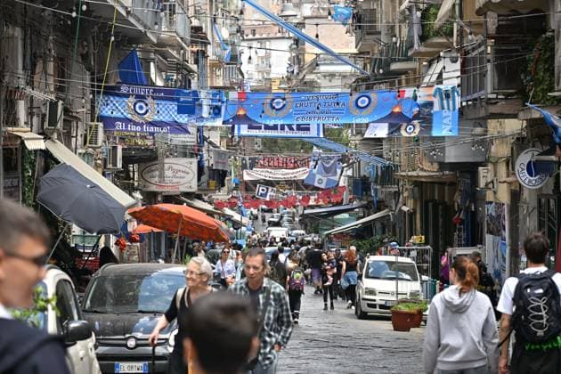 Foto IPP Felice De Martino Napoli 21 05 2025 Preparati al centro storico per eventuale vittoria scudetto del calcio Napoli Nella foto: Ingresso quartiere Forcella Italy Photo Press World Copyright Napoli italy Italia ITALY  Copyright: xR4924_italyphotopressx