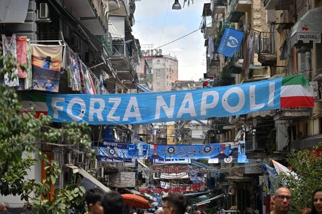 Foto IPP Felice De Martino Napoli 21 05 2025 Preparati al centro storico per eventuale vittoria scudetto del calcio Napoli Nella foto: Ingresso quartiere Forcella Italy Photo Press World Copyright Napoli italy Italia ITALY  Copyright: xR4924_italyphotopressx