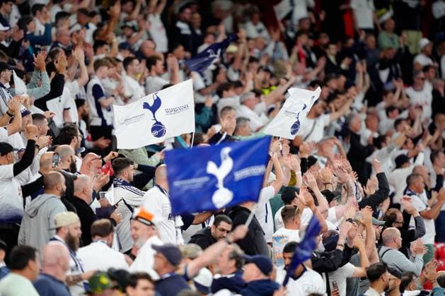 Tottenham Hotspur fans in the stands Tottenham Hotspur v Manchester United, ManU Europa League Final, Football, San Mames Stadium, Bilbao, Spain - 21 May 2025 EDITORIAL USE ONLY No use with unauthorised audio, video, data, fixture lists, club league logos or live services. Online in-match use limited to 120 images, no video emulation. No use in betting, games or single club league player publications. Copyright: xGokhanxTaner Shutterstockx 15312892ak