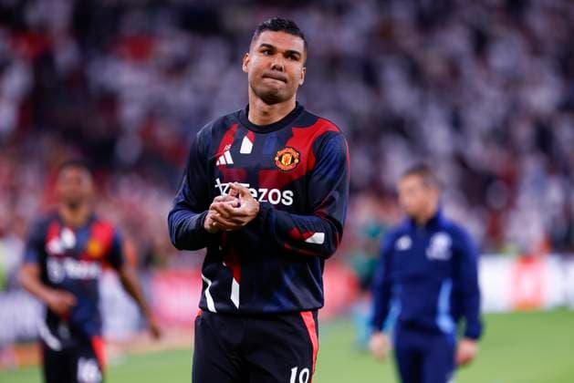 May 21, 2025, Bilbao, Vizcaya, Spain: Carlos Henrique Casimiro of Manchester United, ManU warms up during the Final UEFA Europa League football match played between Tottenham Hotspur FC and Manchester United at San Mames stadium on May 21, 2025, in Bilbao, Vizcaya, Spain. Bilbao Spain - ZUMAa181 20250521_zaa_a181_011 Copyright: xDennisxAgyemanx