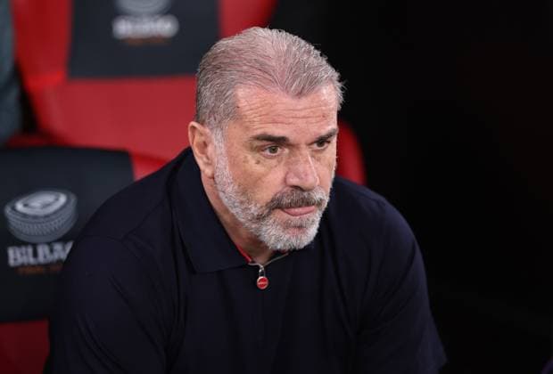 Bilbao, Spain, 21st May 2025. Ange Postecoglou coach of Tottenham during the Tottenham Hotspur vs Manchester United, ManU UEFA Europa League Final match at San Mames, Bilbao. Picture credit should read: David Klein Sportimage EDITORIAL USE ONLY. No use with unauthorised audio, video, data, fixture lists, club league logos or live services. Online in-match use limited to 120 images, no video emulation. No use in betting, games or single club league player publications. SPI_052_DK_Tottenham_Man_Utd SPI-3943-0052