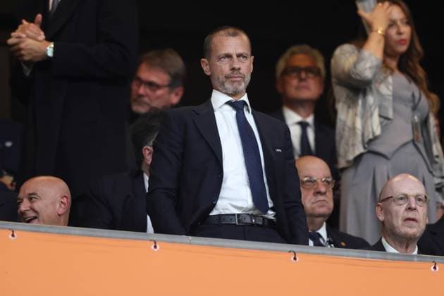 Bilbao, Spain, 21st May 2025. Uefa President Aleksander Ceferin during the Tottenham Hotspur vs Manchester United, ManU UEFA Europa League Final match at San Mames, Bilbao. Picture credit should read: David Klein Sportimage EDITORIAL USE ONLY. No use with unauthorised audio, video, data, fixture lists, club league logos or live services. Online in-match use limited to 120 images, no video emulation. No use in betting, games or single club league player publications. SPI_070_DK_Tottenham_Man_Utd SPI-3943-0070